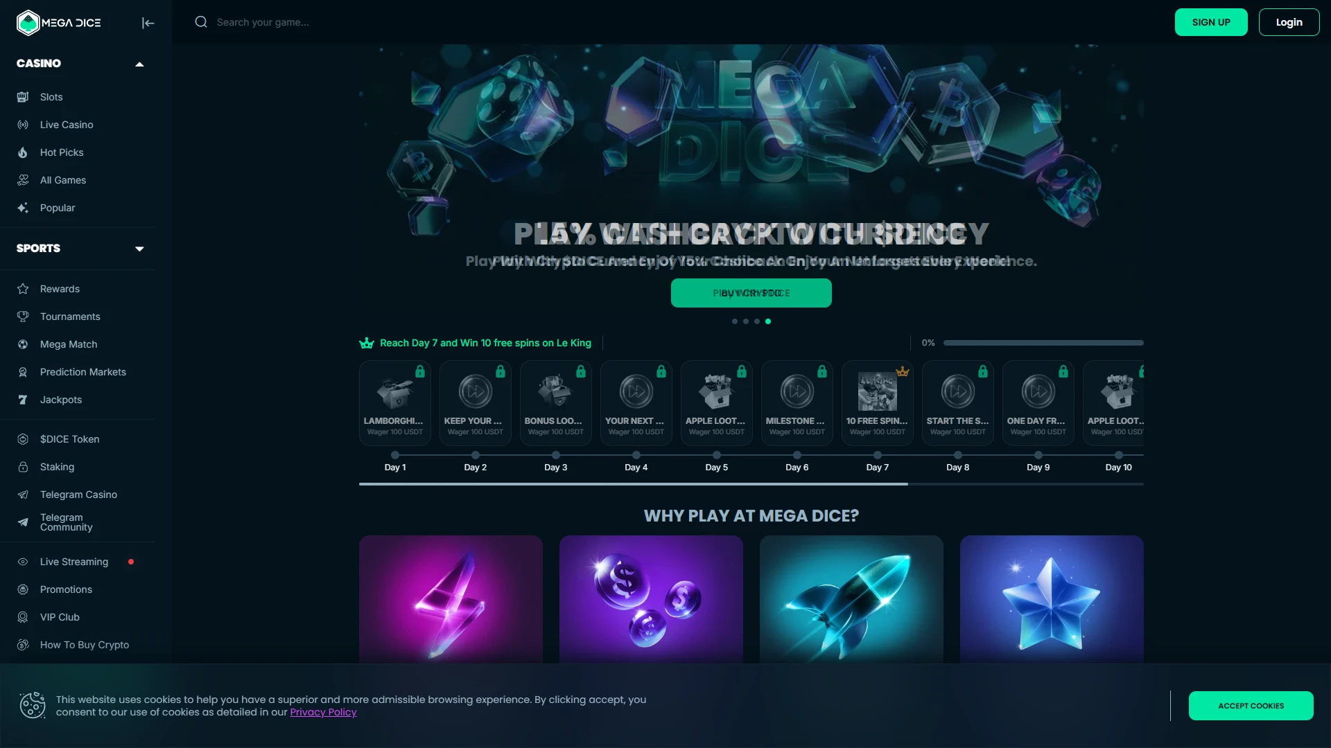 Megadice Canada homepage
